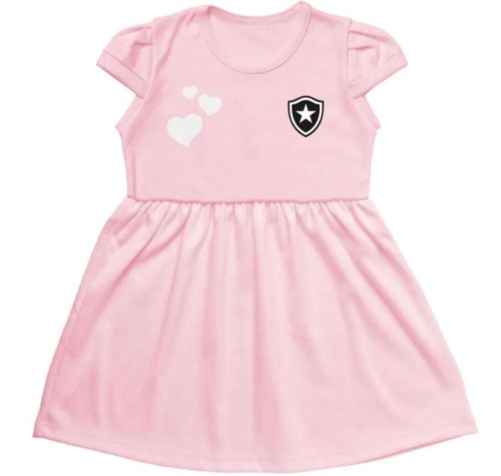 Vestido Canelado Infantil Rosa Torcida Baby Botafogo